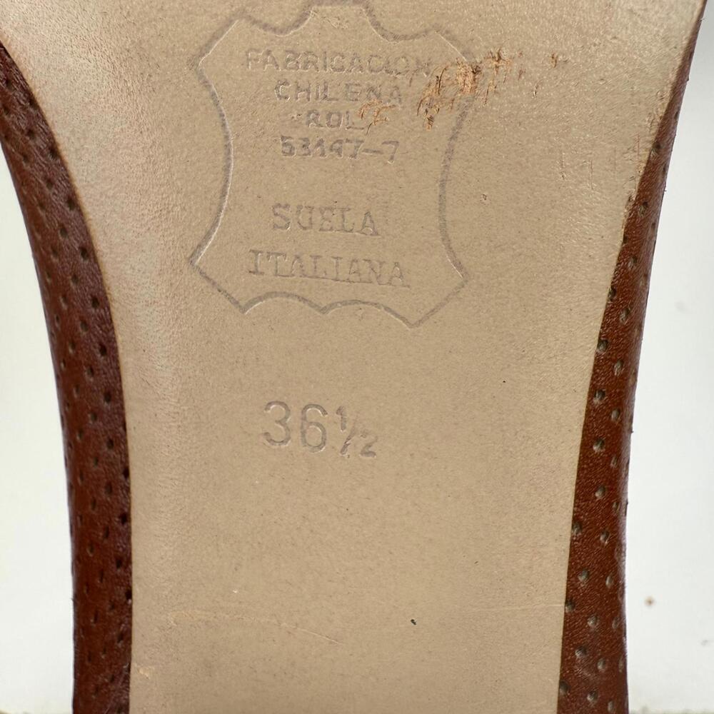 Vintage Pollini Women's Size EU 36.5 US 6.5 Brown Leather Slip On Heels Italian - Picture 7 of 8